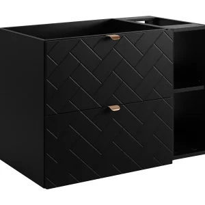 Badkamermeubel, Mat Zwart, 80 x 57 x 46 cm, gouden handgrepen Badkamermeubel, Mat Zwart, 80 x 57 x 46 cm, gouden handgrepen