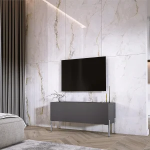 Antraciet TV-meubel, Chromen poten, 100 x 52 x 32 Cm Antraciet TV-meubel, Chromen poten, 100 x 52 x 32 Cm