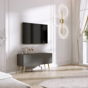 Antraciet TV-meubel, gouden poten, 100 x 52 x 32 cm Antraciet TV-meubel, gouden poten, 100 x 52 x 32 cm