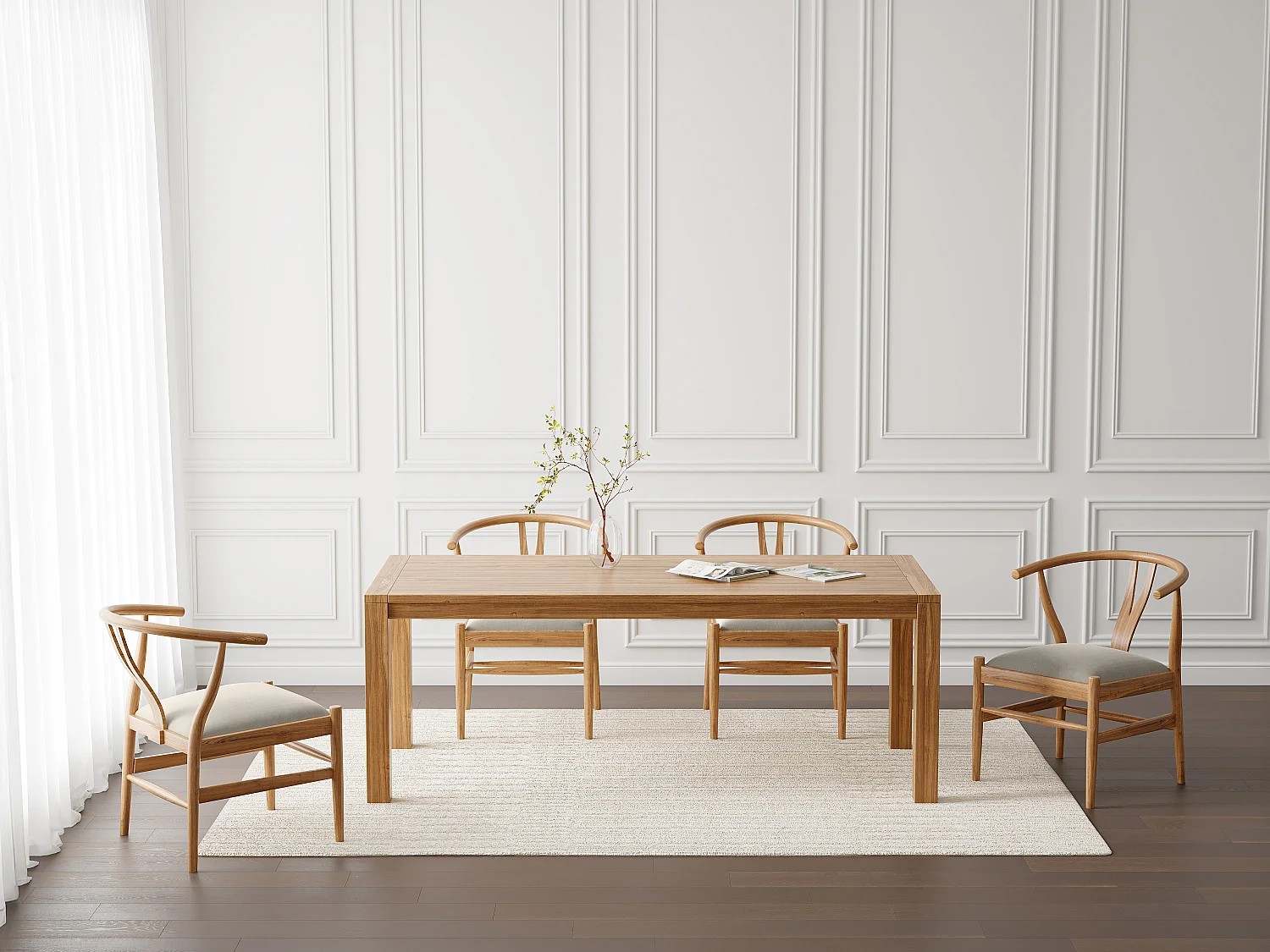 Eettafel 8 plaatsen van teakhout - Naturel - AMILA