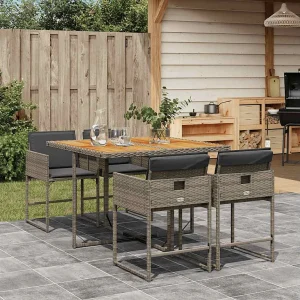 5-delige Tuinset met kussens poly rattan grijs 5-delige Tuinset met kussens poly rattan grijs