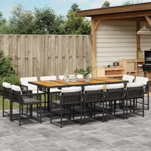 13-delige Tuinset met kussens poly rattan zwart 13-delige Tuinset met kussens poly rattan zwart