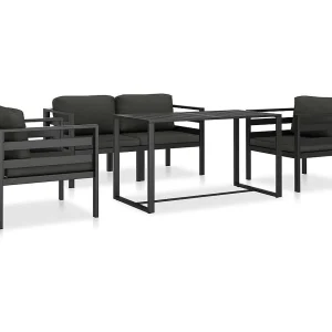5-delige Loungeset met kussens aluminium antraciet 5-delige Loungeset met kussens aluminium antraciet