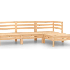 4-delige Loungeset massief grenenhout