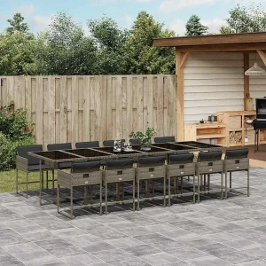 13-delige Tuinset met kussens poly rattan grijs 13-delige Tuinset met kussens poly rattan grijs