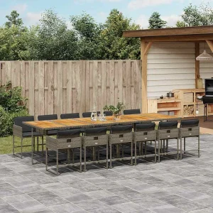 13-delige Tuinset met kussens poly rattan grijs 13-delige Tuinset met kussens poly rattan grijs