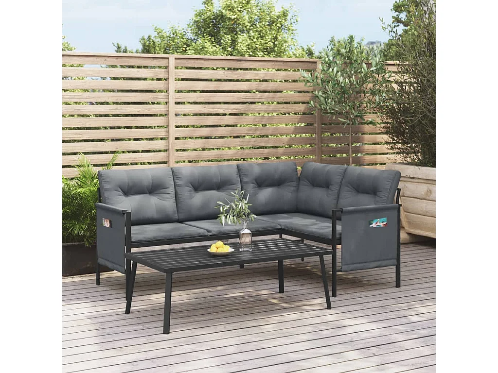 2-delige Loungeset staal antracietkleurig
