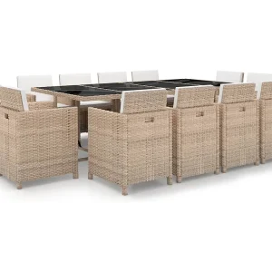 13-delige Tuinset met kussens poly rattan beige 13-delige Tuinset met kussens poly rattan beige