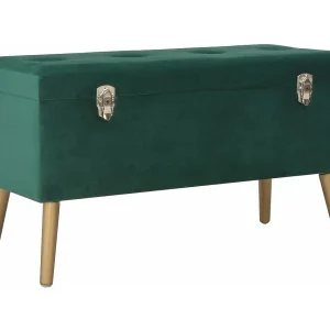 Bankje met opbergvak 80 cm fluweel groen Bankje met opbergvak 80 cm fluweel groen