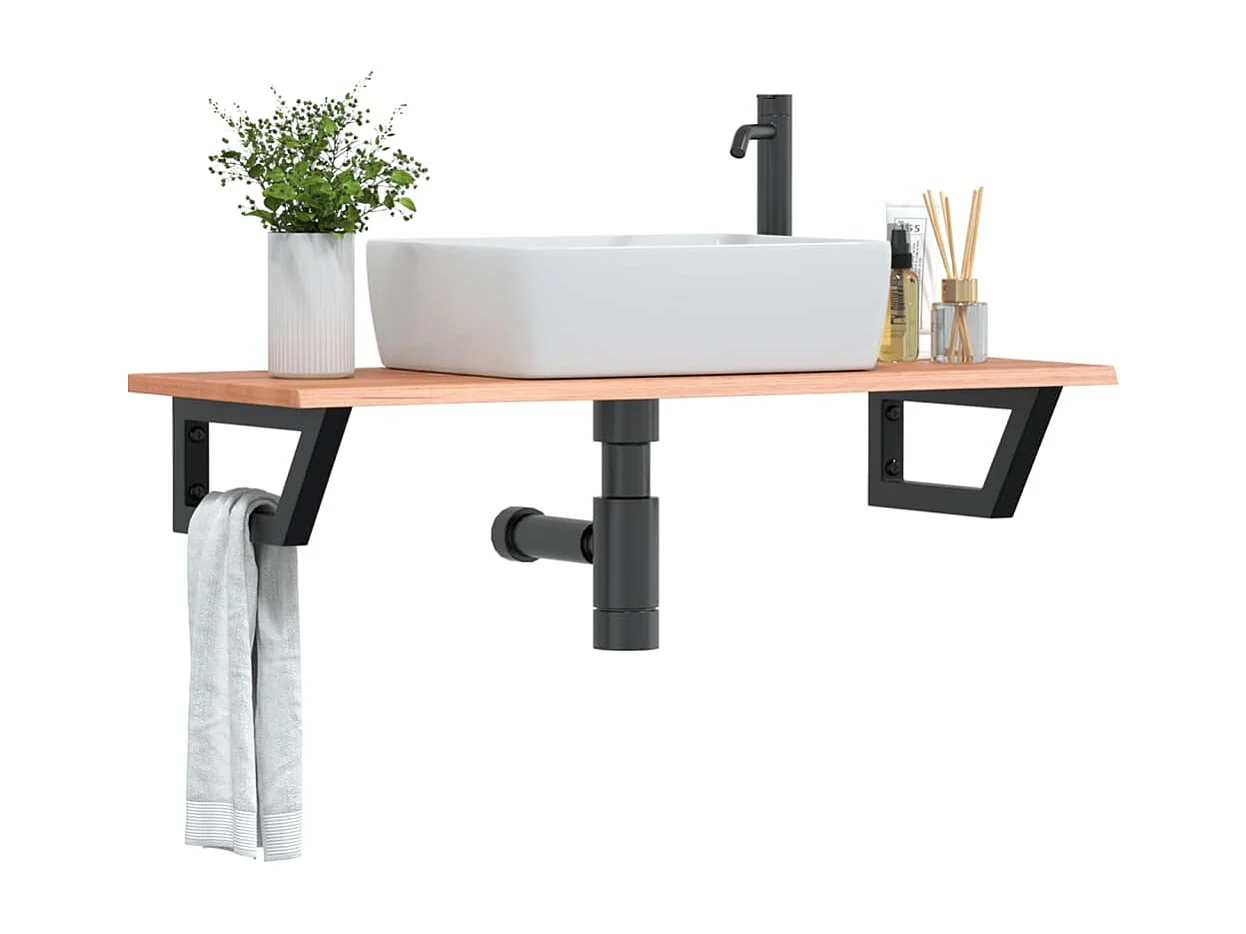 Badkamer wandschap staal en massief eikenhout