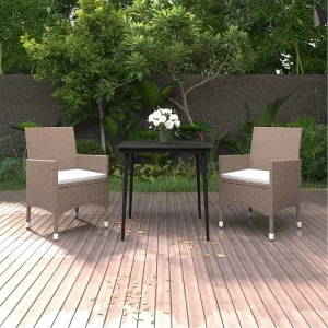 3-delige Tuinset met kussens poly rattan en glas 3-delige Tuinset met kussens poly rattan en glas