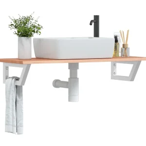 Badkamer wandschap staal en massief eikenhout