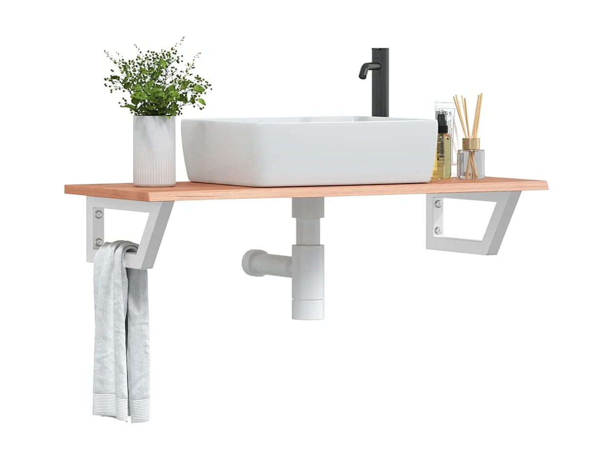 Badkamer wandschap staal en massief eikenhout