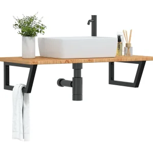 Badkamer wandschap staal en massief eikenhout