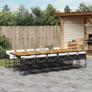 13-delige Tuinset met kussens poly rattan zwart 13-delige Tuinset met kussens poly rattan zwart