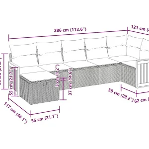 7-delige Loungeset met kussens poly rattan zwart 7-delige Loungeset met kussens poly rattan zwart