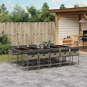 11-delige Tuinset met kussens poly rattan grijs 11-delige Tuinset met kussens poly rattan grijs
