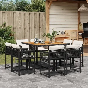 9-delige Tuinset poly rattan zwart 9-delige Tuinset poly rattan zwart