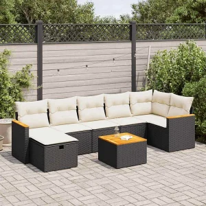 8-delige Loungeset met kussens poly rattan zwart 8-delige Loungeset met kussens poly rattan zwart