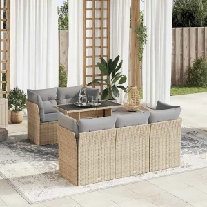 6-delige Loungeset met kussens poly rattan beige 6-delige Loungeset met kussens poly rattan beige