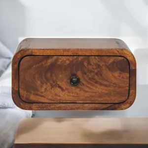 Artisan Furniture Avora mini wandgemonteerd nachtkastje met 1 lade van massief kastanjehout