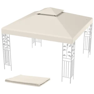 3 x 3 m reservedak voor paviljoen, dubbel dak, paviljoendak, paviljoenafdekking (beige)ZB32740 3 x 3 m reservedak voor paviljoen, dubbel dak, paviljoendak, paviljoenafdekking (beige)ZB32740