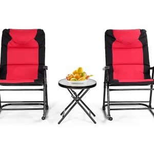 3-delige schommelligstoel, ligstoelen met bijzettafel, tuinligstoel, bistroset, ligstoel voor balkon, camping, tuin (rood)AB5850 3-delige schommelligstoel, ligstoelen met bijzettafel, tuinligstoel, bistroset, ligstoel voor balkon, camping, tuin (rood)AB5850