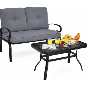 2-zits tuinbank met salontafel, zitbank met kussens, balkonmeubelset, tuinset, balkonset, zitgroep voor tuin, balkon, erf ZB32391 2-zits tuinbank met salontafel, zitbank met kussens, balkonmeubelset, tuinset, balkonset, zitgroep voor tuin, balkon, erf ZB32391
