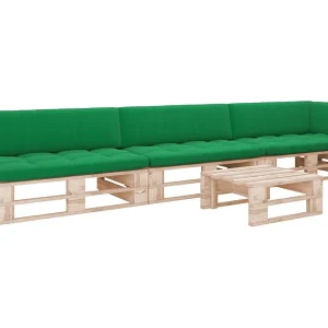 4-delige Loungeset pallet met kussens geïmpregneerd grenenhout 4-delige Loungeset pallet met kussens geïmpregneerd grenenhout