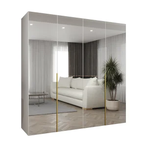 Draaideurkast Alicante 3 202/200/52 4-deurs  (wit/goud)