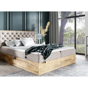 AX LIVING boxspringbed Clavio 140×200 beige met opbergruimte