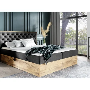 AX LIVING boxspringbed Clavio 160×200 zwart met opbergruimte
