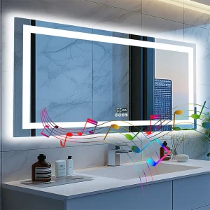Badkamerspiegel 160x80cm LED verstelbaar + anti-condens + Bluetooth 5.2 + Klok + 3 kleuren 4 knoppen Badkamerspiegel 160x80cm LED verstelbaar + anti-condens + Bluetooth 5.2 + Klok + 3 kleuren 4 knoppen