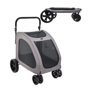 Hondenwagen SucceBuy, 4 Wielen met Remmen, Belastingscapaciteit 73 kg, Instelbare Hoogte, Oxford Stof 600D Hondenwagen SucceBuy, 4 Wielen met Remmen, Belastingscapaciteit 73 kg, Instelbare Hoogte, Oxford Stof 600D