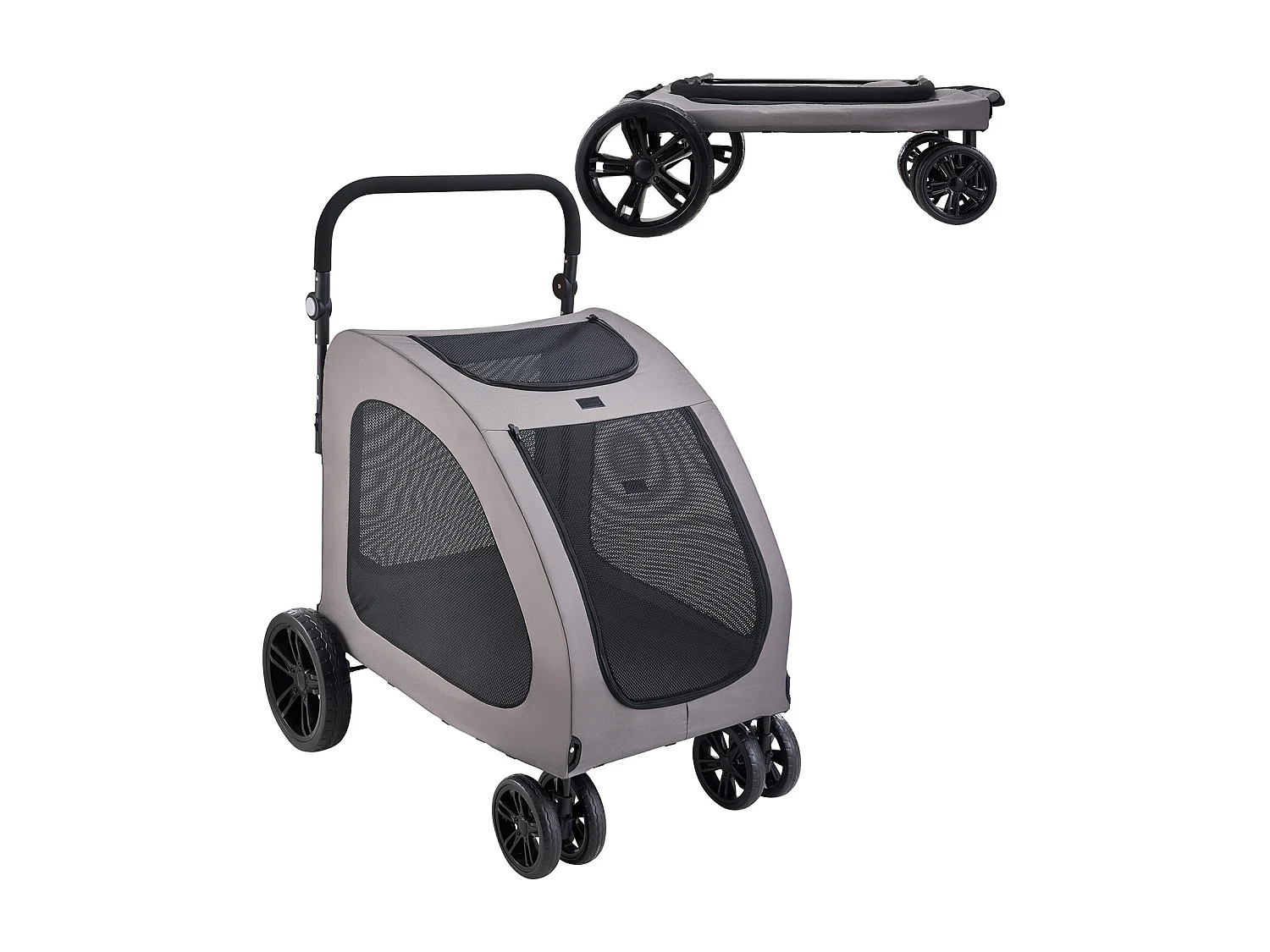 Hondenwagen SucceBuy, 4 Wielen met Remmen, Belastingscapaciteit 73 kg, Instelbare Hoogte, Oxford Stof 600D