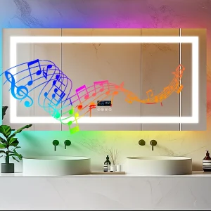 Badkamerspiegel 160x80cm RGB en LED verstelbaar + anti-condens + Bluetooth 5.2 + Klok + 3 kleuren 4 knoppen Badkamerspiegel 160x80cm RGB en LED verstelbaar + anti-condens + Bluetooth 5.2 + Klok + 3 kleuren 4 knoppen