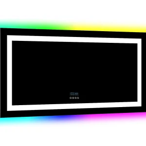 Badkamerspiegel 151x78cm RGB en LED verstelbaar + anti-condens + Bluetooth 5.2 + Klok + 3 kleuren 4 knoppen Badkamerspiegel 151x78cm RGB en LED verstelbaar + anti-condens + Bluetooth 5.2 + Klok + 3 kleuren 4 knoppen