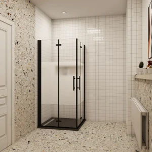 70x70x195cm Douchecabine Vierkant Hoekinstap Draaideur Antikalk Helder Glas Mat Zwart Profiel 6mm Veiligheidsglas Easy Clean,ondoorzichtige matte middenstrook 70x70x195cm Douchecabine Vierkant Hoekinstap Draaideur Antikalk Helder Glas Mat Zwart Profiel 6mm Veiligheidsglas Easy Clean,ondoorzichtige matte middenstrook