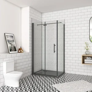 70x100x185cm douchecabine met inklapbare vouwdeur en vaste zijwand, 6mm helder EasyClean veiligheidsglas,mat zwarte aluminium frame, N-vorm 90cm Stabilisatiestang 70x100x185cm douchecabine met inklapbare vouwdeur en vaste zijwand, 6mm helder EasyClean veiligheidsglas,mat zwarte aluminium frame, N-vorm 90cm Stabilisatiestang