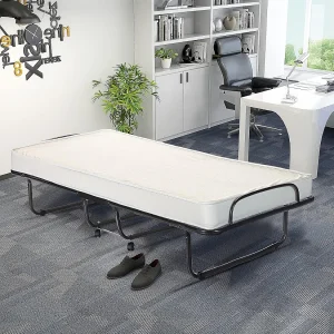 80 x 190 cm logeerbed, met 10 cm dik traagschuim, inklapbaar eenpersoonsbed, metalen bed tot 120 kg, vouwbed op wielen, vouwbed 80 x 190 cm logeerbed, met 10 cm dik traagschuim, inklapbaar eenpersoonsbed, metalen bed tot 120 kg, vouwbed op wielen, vouwbed