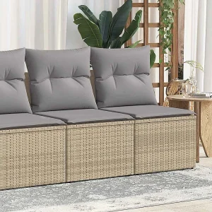 2-delige Loungeset met kussens poly rattan acacia beige 2-delige Loungeset met kussens poly rattan acacia beige