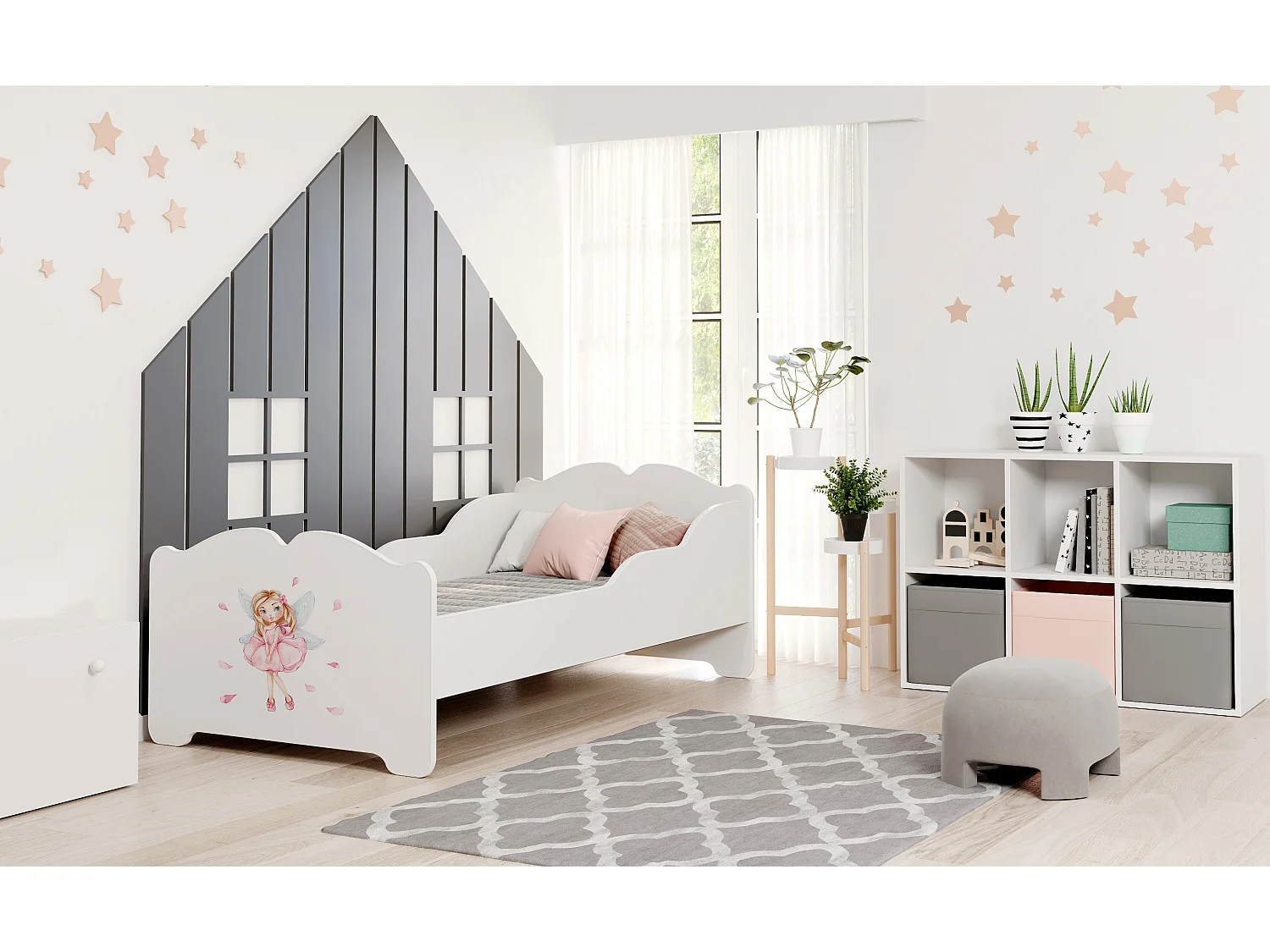 Anna - Eenpersoonsbed 160x80 met kindergrafieken, inclusief matras en frame