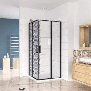 100x100x200cm Douchecabine met dubbele draaideur,6mm NANO helder veiligheidsglas,mat zwarte aluminium frame 100x100x200cm Douchecabine met dubbele draaideur,6mm NANO helder veiligheidsglas,mat zwarte aluminium frame