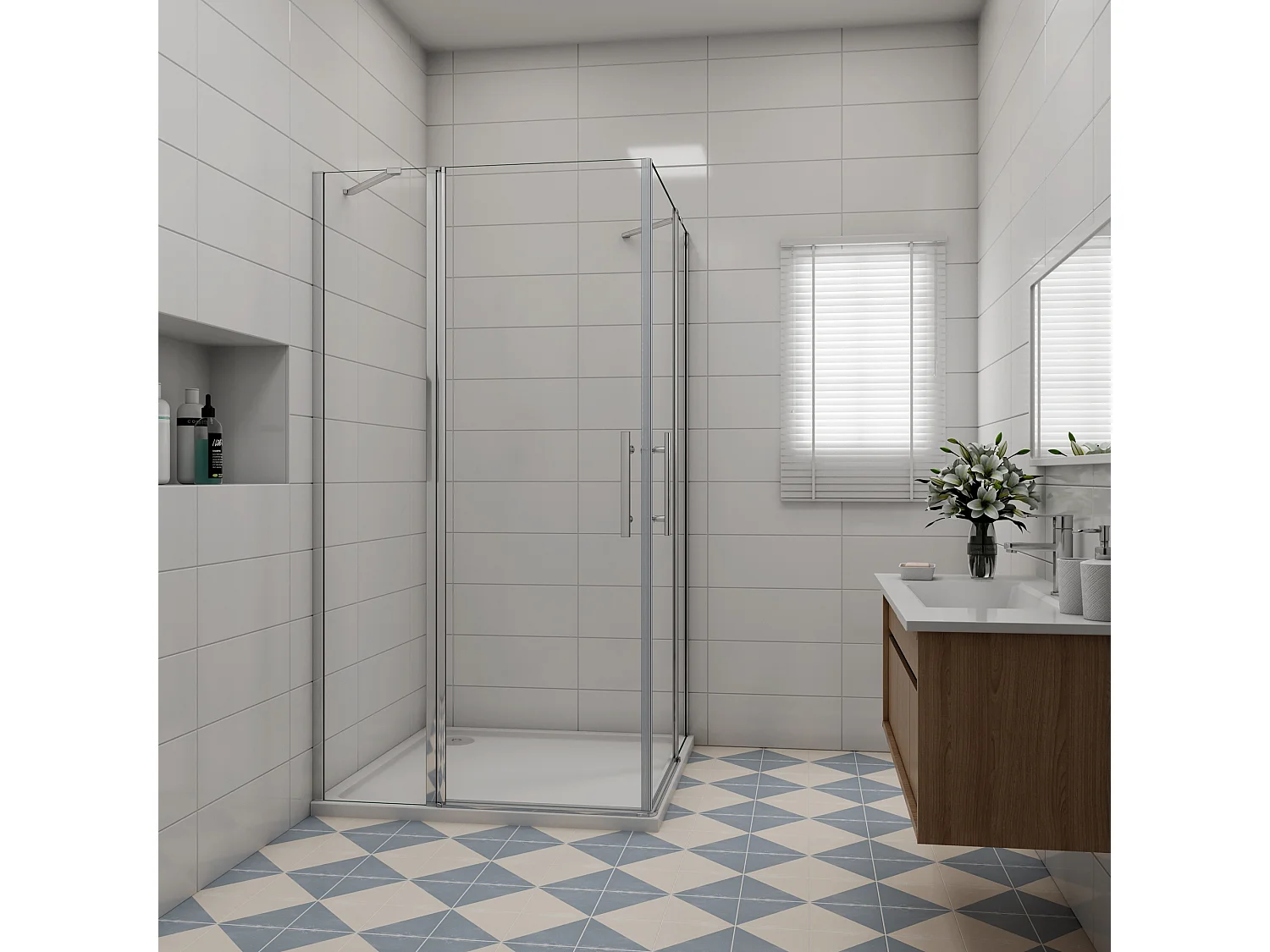 100x120x195cm Douchecabine draaideur,6 mm NANO EasyClean veiligheidsglas,profiel van glanzend chroom.
