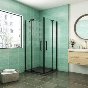 80x100x195cm Douchecabine Hoekinstap Draaideur Antikalk Helder Glas 8mm Veiligheidsglas Mat Zwart Profiel 80x100x195cm Douchecabine Hoekinstap Draaideur Antikalk Helder Glas 8mm Veiligheidsglas Mat Zwart Profiel