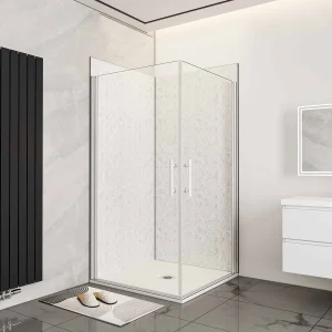 B:90xD:100xH:185cm douchecabine,5mm EasyClean veiligheidsglas,matte wit elektroforetische aluminium frame B:90xD:100xH:185cm douchecabine,5mm EasyClean veiligheidsglas,matte wit elektroforetische aluminium frame