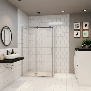 145x195cm Schuifbare douchecabine met zijwand 80x195cm,6mm helder glas,profiel van glanzend chroom. 145x195cm Schuifbare douchecabine met zijwand 80x195cm,6mm helder glas,profiel van glanzend chroom.