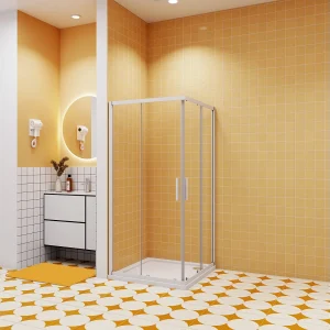 80x80x185cm Vierkante douchecabine hoekinstap dubbele schuifdeur,8mm helder antikalk NANO glas,,glanzend chroom profiel 80x80x185cm Vierkante douchecabine hoekinstap dubbele schuifdeur,8mm helder antikalk NANO glas,,glanzend chroom profiel
