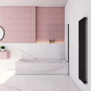 75x140cm Badscherm badwand draaibaar,6 mm nano helder veiligheidsglas – mat zwart profiel