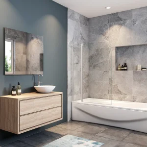 100x140cm Badscherm badwand draaibaar,4mm helder veiligheidsglas – mat wit profiel 100x140cm Badscherm badwand draaibaar,4mm helder veiligheidsglas – mat wit profiel